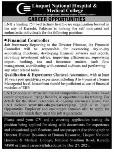 Jobs in Liaqat National Medical College 2022